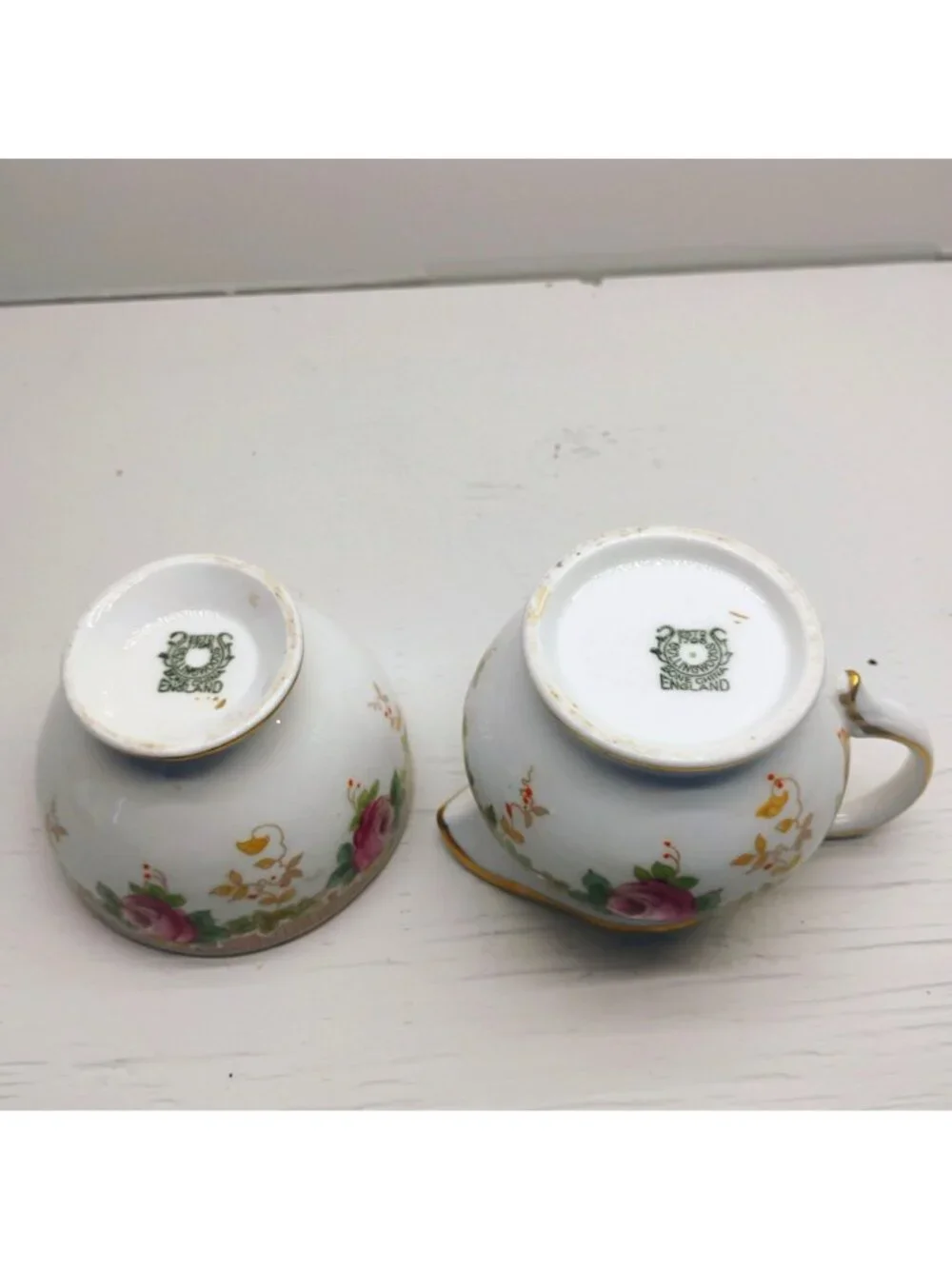 Vtg Collingwoods England Pink Rose Sugar Creamer Pitcher Set